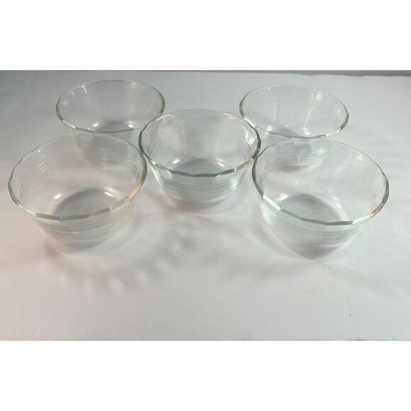Vintage Pyrex Clear Custard Dessert Cups Scalloped 175 ML 6 FL OZ #463 Lot of 5 - Picture 3 of 7